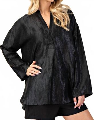 Glam Metallic Flowy Top In Black