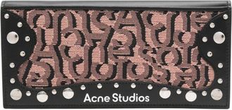 Acne Studios logo-jacquard bi-fold wallet - unisex - Fabric/Calf Leather - One Size - Pink