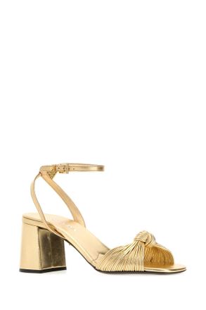 Prada Womens Gold Leather Sandals Platino Sandali