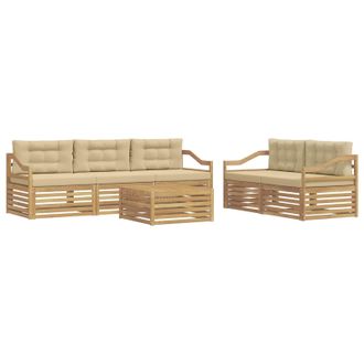 vidaXL Set Di Divani Da Esterno 6 Pz Bianco E Beige Vidaxl