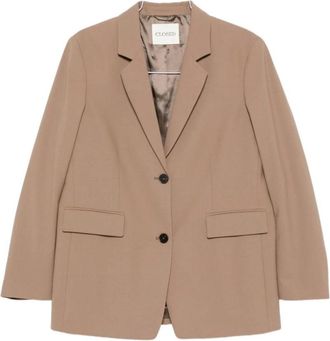 Closed Blazer de Lana de Mezcla de un Solo Bot&oacute;n - Jackets - Mujer - Beige - S