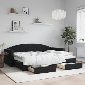 vidaXL Sof&aacute; Cama Nido Con Cajones Terciopelo Negro 80x200 Cm Vidaxl