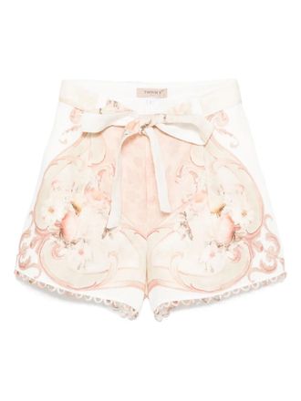 Twin-Set printed linen shorts - Neutrals