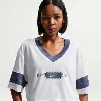 Nike Womens Nike Sportswear Cropped Jersey Top in White | IR4680-107