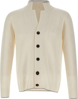 Eleventy Ribgebreide wollen vest - Heren - Vesten - Wit - S - Wol - Truien & Vesten