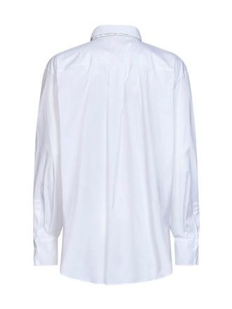Brunello Cucinelli Womens Shirt With Tie White Poplin Lyocell