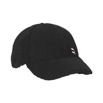 Karl Lagerfeld Ikon Shearling Karl Cap - Accessories - Mujer - Negro - ONE SIZE