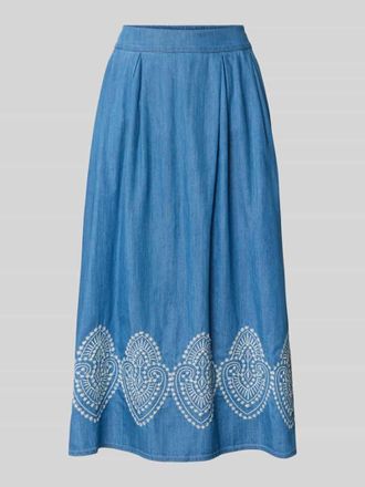 More & More More & More Midirock in Denim-Optik mit Stitchings in Jeansblau, Gr&ouml;&szlig;e 34