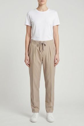 Brunello Cucinelli Beige Striped Relaxed Trousers, Brand Size 40 (US Size 6)