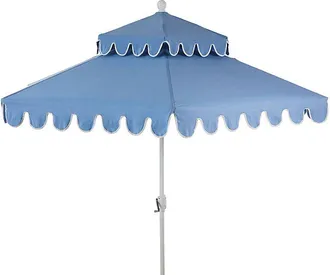 Ballard Designs Limited Edition Cece Patio Umbrella - Canvas Blue/White Sunbrella - Ballard Designs