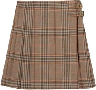 Burberry Odessa Rok - Dames - Korte rokken - Beige - XS - Wol - Rokken
