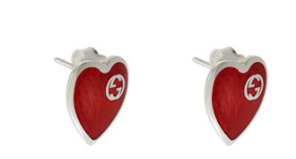 Gucci Red Enamel Heart Studs