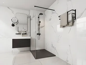 Vente-Unique Resin Freestanding Or Flush Shower Tray - Black - 120 X 90 Cm | Size: 1200mm x 900mm