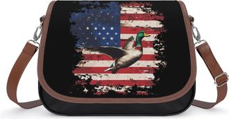 Generic Duck Hunting U.S.A. Flag Small Womens Crossbody Bags Shoulder Handbag with Adjustable Strap for Travel