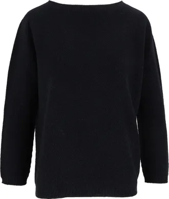 Fabiana Filippi Night Blue Boat Neck Platinum Lurex Knit Top