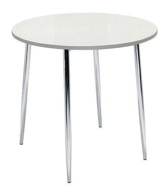 Netfurniture Kadi Round Gloss 4 Leg Table Chrome Legs in White