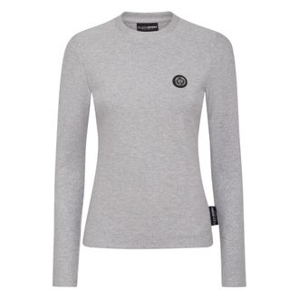 Plein Sport Longsleeve T-Shirt Glitter - Dames - Sportshirts - Grijs - S - Polyester - Fitness