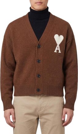 Ami Brown V Neck Cardigan