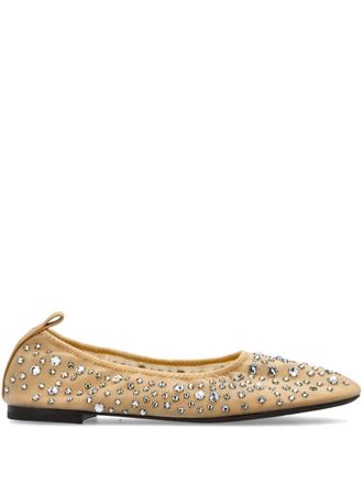 Tory Burch crystal embellished ballerina shoes - Neutrals