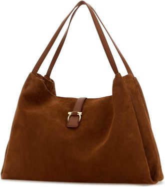 Ferragamo Womens Caramel Suede Shopping Bag Naturalerst Borse A Mano