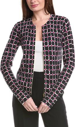 St. John Printed Wool-Blend Cardigan