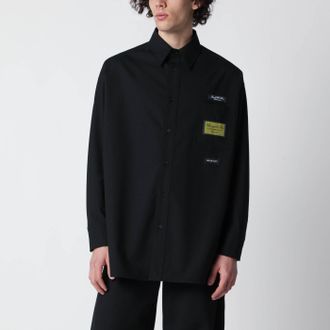 Maison Margiela Black wool-blend shirt with label details