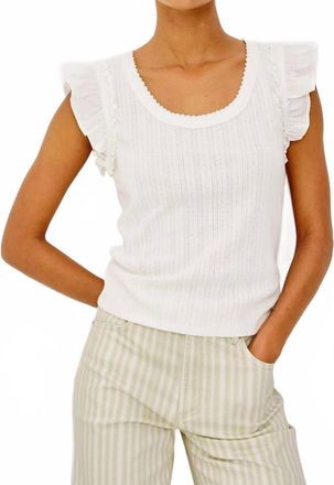 Rails Giovanna Pointelle Ruffle Sleeves Top In White