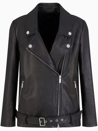 A|X Armani Exchange leather biker jacket - Black