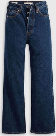 Levi's Womens Levis Ribcage High Rise Straight Leg Jeans in Dark Mineral - Blue - Size 27W/27L