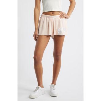 Boys Lie Sunshine & Rainbows Kimmy Waffle Knit Shorts in Peach Stripe at Nordstrom, Size X-Small