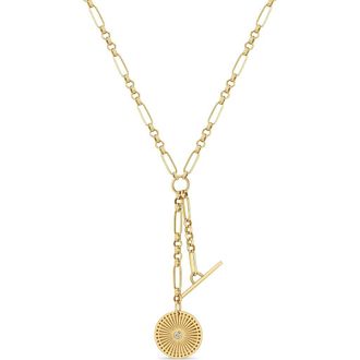 Zo&euml; Chicco Sunbeam Medallion Y-Necklace in Yellow Gold at Nordstrom, Size 18