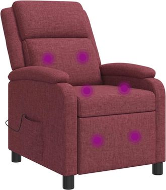 vidaXL Silla De Masajes Reclinable Rojo Vino Tela Vidaxl