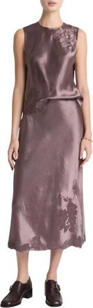 Vince Floral Embroidered Slip Skirt In Smoky Berry