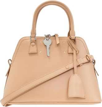 Maison Margiela Schoudertas met Logo - Dames - Schoudertassen - Beige - ONE Size - Leer - Tassen