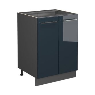 Vicco Mueble Bajo De Cocina Fame-line, Azul Oscuro Alto Brillo, 60 Cm Sin Encimera Vicco