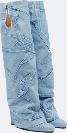 The Attico Leon denim knee-high boots