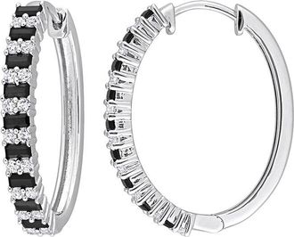 Rina Limor Silver 2.52 Ct. Tw. Lab-Grown Black Spinel, Created White Sapphire Hoop Earrings
