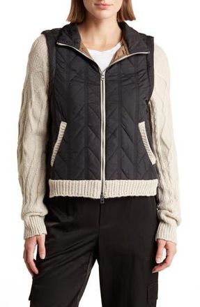 Democracy Mock Neck Quilted Two-Fer Jacket in Black Stone at Nordstrom Rack, Size X-Small