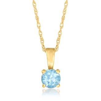 RS Pure by Ross-Simons Swiss Blue Topaz Pendant Necklace in 14kt Yellow Gold