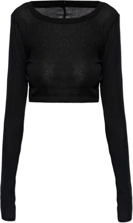Rick Owens Top crop a maniche lunghe - Nero