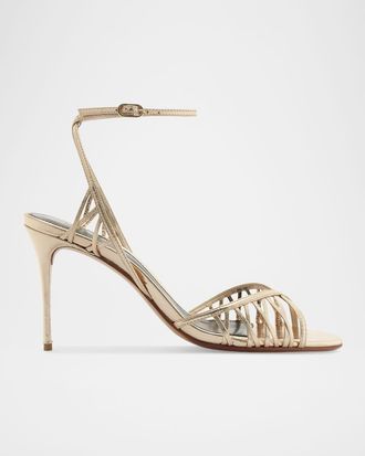 Alexandre Birman 85mm Solene Metallic Leather Sandals