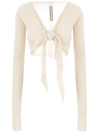 Rick Owens tied cardigan - women - Wool - L - Neutrals