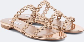 Aquazzura Sandalias Infinity Chain de piel metalizada