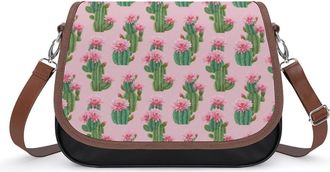 Generic Tropical Cactus Flowers Crossbody Bags for Women Shoulder Messenger Bag Purse Handbags