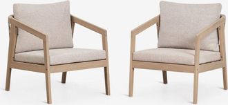 Sklum Pack De 2 Sillones De Jard&iacute;n En Madera De Acacia Y Cuerda Trenzada Kaela Sklum