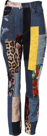 Dolce & Gabbana Womens Multicolor Patchwork Skinny Denim Jeans Clothing