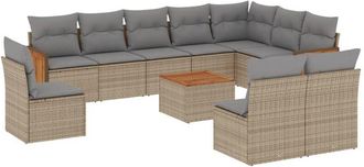 vidaXL Set De Sof&aacute;s De Jard&iacute;n 11pzas Con Cojines Rat&aacute;n Sint&eacute;tico Beige Vidaxl