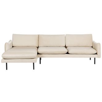 Beliani Beliani - Sof&aacute; Esquinero De Terciopelo Moderno De 4 Plazas Patas Negras Estilo Retro Beige Claro Vinterbro