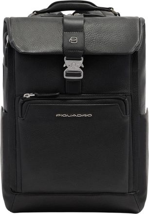 Piquadro Leren 39-37 cm Laptop Reistrolley Rugzak met Trolleyband - Heren - Rugzakken - Zwart - ONE Size - Leer - Tassen