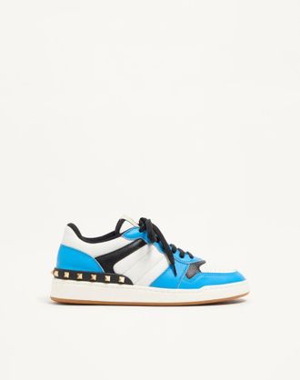 Valentino Garavani Freedots Two-Tone Sneaker In Kidskin And Nappa Calfskin With Studs Detail